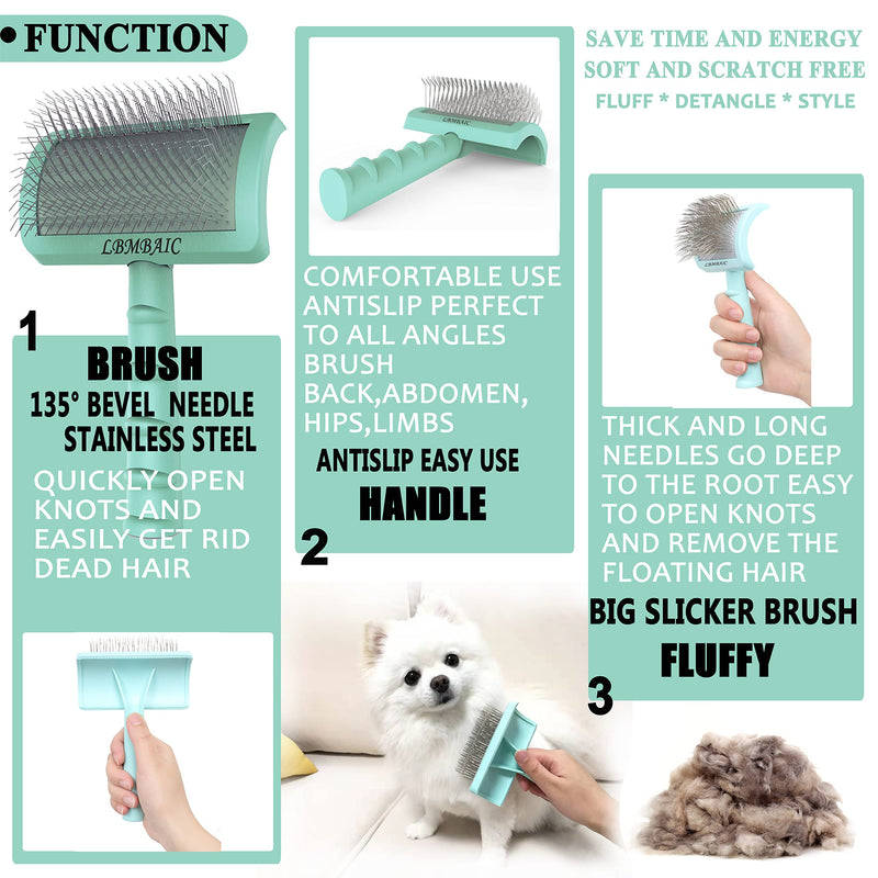 Slicker Brush For Dogs Fluffy with Extral Long Pin and 7.5inches Wide Tooth Metal Grooming Comb - PawsPlanet Australia