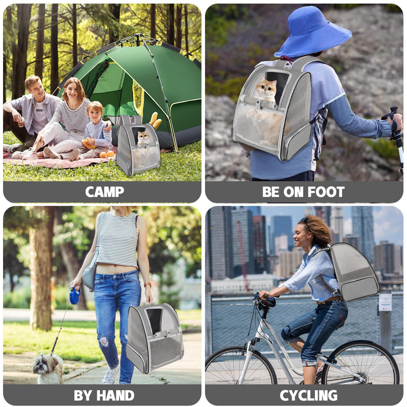 Cat Backpack Carrier,Pet Carrier Airline Approved for Small Dog Cat Puppy Kitten Bunny,Ventilated Mesh Design Animal Backpack for Hiking Camping Travel Bag (Light Grey) Light Grey - PawsPlanet Australia