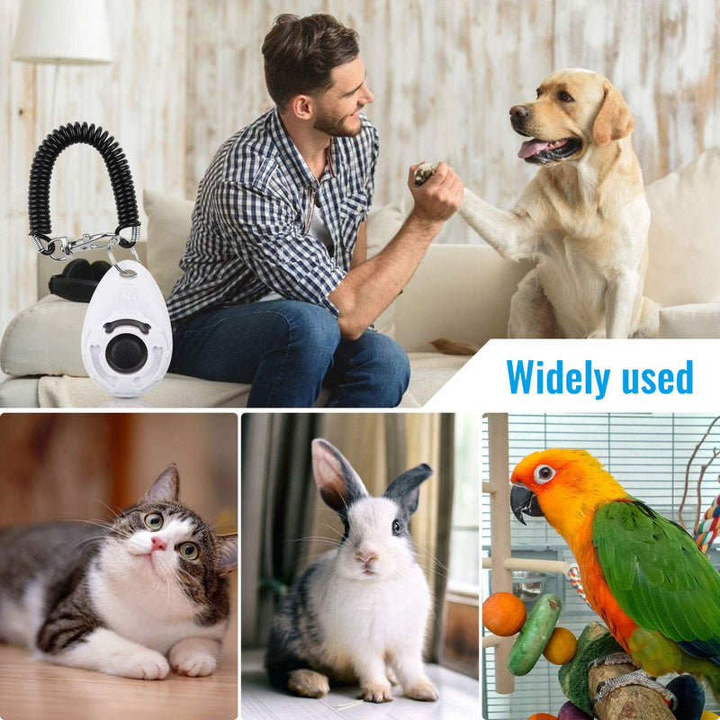 Dog Clicker for Training, 2 Pack Dog Training Clicker, Clicker Dog Training with Wrist Strap, Pet Training Clicker, Perfect for Dog Cat Puppies Behavioral Training (Blue and White) Blue and White - PawsPlanet Australia