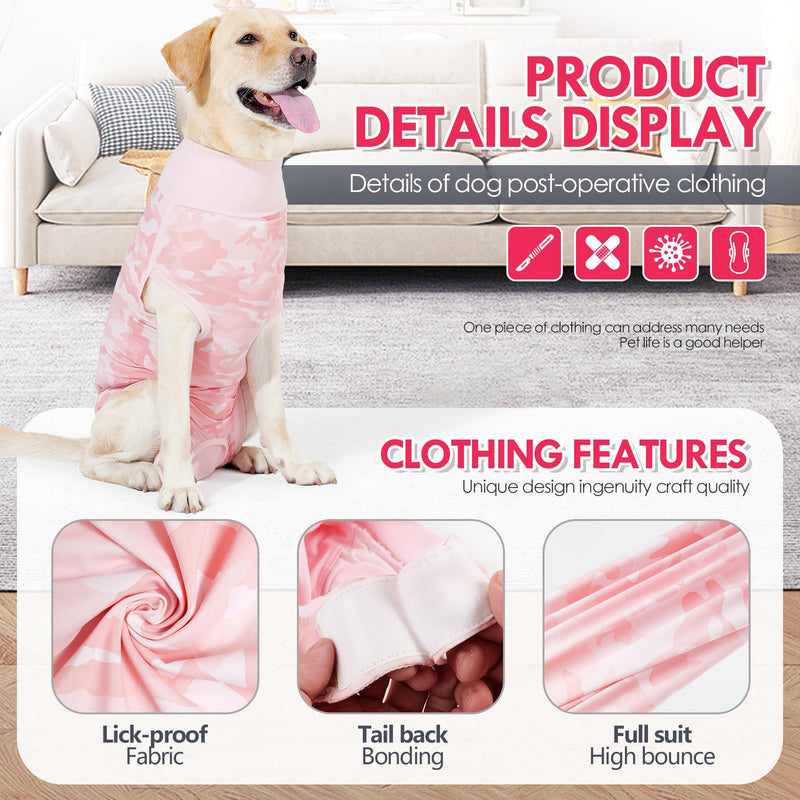 Dog Recovery Suit, Spay Surgical Onesie for Female Male Dogs, Dog Bodysuits After Surgery Anti-Licking, Neuter Pet Recovery Shirt for Dogs Alternative E-Collar&Cone (Camouflage Powder, XXXL) Camouflage Powder