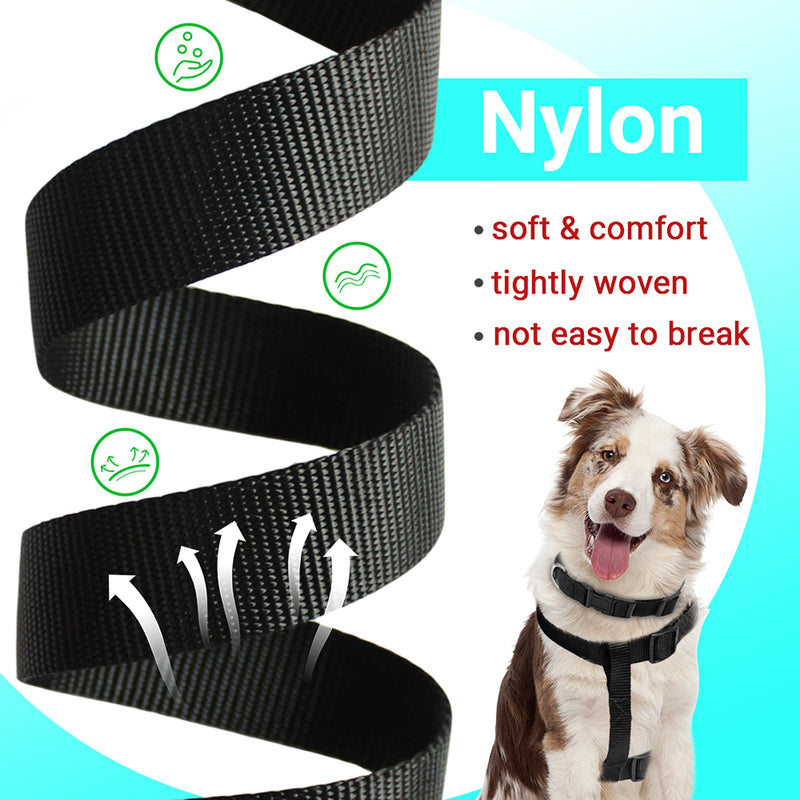 No Pull Dog Harness - Adjustable Step-in Harness & Leash Set for Small, Medium, Large Dogs - Escape Proof Soft Pet Harness for Walking, Training, Hiking, Outdoor Activities LARGE (chest: 23.4"-31" neck: 14"-20" ) Black - PawsPlanet Australia