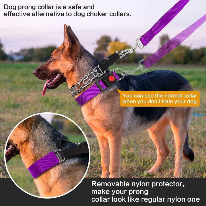 Prong Training Collar with Comfort Tips and Quick Release - Dog Choke Pinch Collar with Nylon Cover - Classic Collar and Leash for Small to Large Dogs Medium, 3mm, 14-18'' Neck Purple - PawsPlanet Australia
