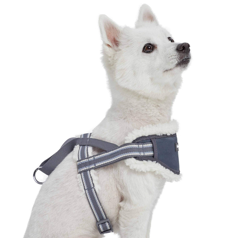 Blueberry Pet Soft & Comfy Multi-Colored Stripe Fleece Padded Chest Dog Harness, Chest Girth 16.5" - 21", Grey, Small, Adjustable No Pull Training Harness for Dogs - PawsPlanet Australia