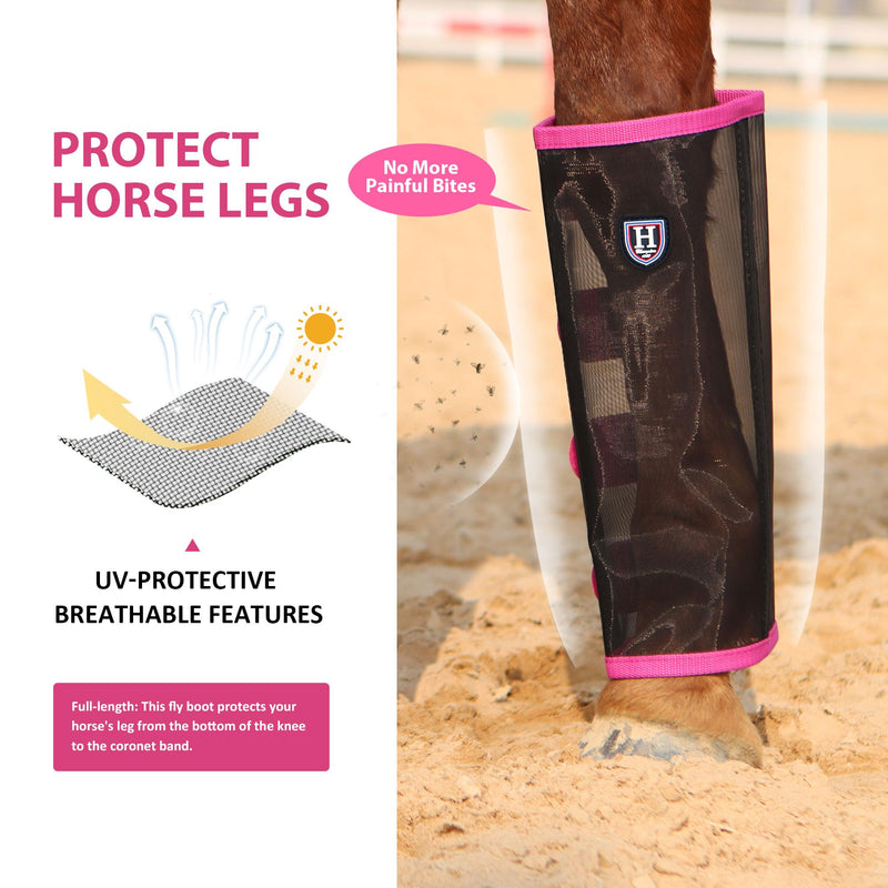 Harrison Howard Loose-Fitting Horse Fly Leggings Breathable, Tear-Resistant Fine Mesh Leg Guards Stay-on Comfortable Fly Boots (Set of 4) Magenta Large - PawsPlanet Australia