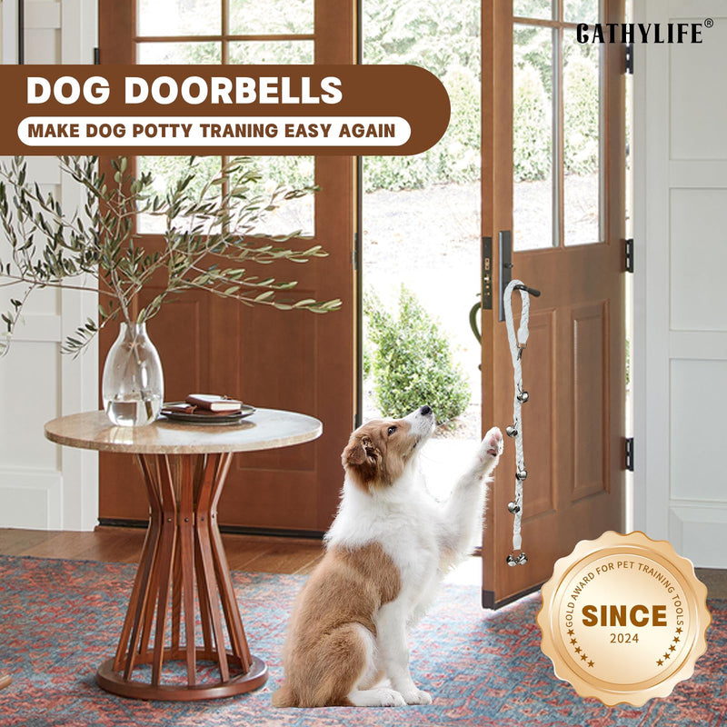 Dog Doorbells for Potty Training, Poly Urethane Puppy Door Bells, Hand-woven Dog Bells for Dog Training, Extra Loud Bells for Door Knob, Ring to Go Outside Doggie Pet Supplies. (White twist) White twist - PawsPlanet Australia