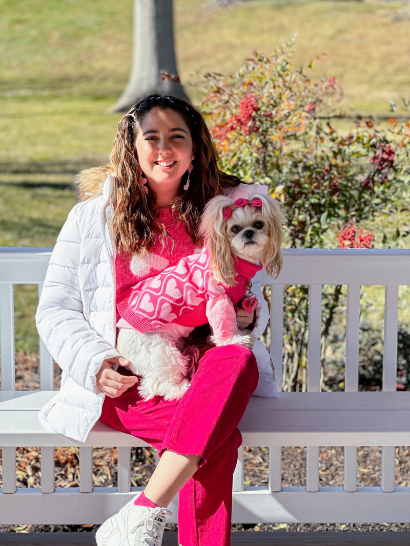 2 Pack Little Love and Sweet Hearts Turtleneck Dog Sweater, Dog Valentines Outfit, Thermal Dog Clothes for Small Dogs Girl, Pet Cat Winter Outfit, Red, Pink, Small - PawsPlanet Australia
