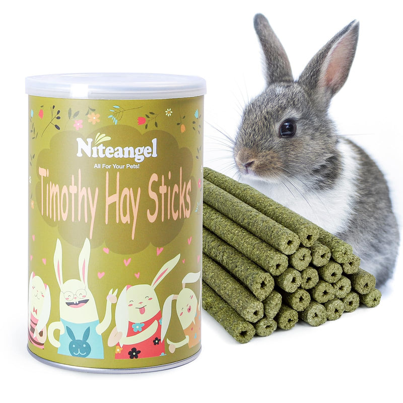 Niteangel 25pcs Natural Timothy Hay Sticks, Timothy Molar Rod for Rabbits, Chinchilla, Guinea Pigs and Other Small Animals 25pcs Timothy Hay