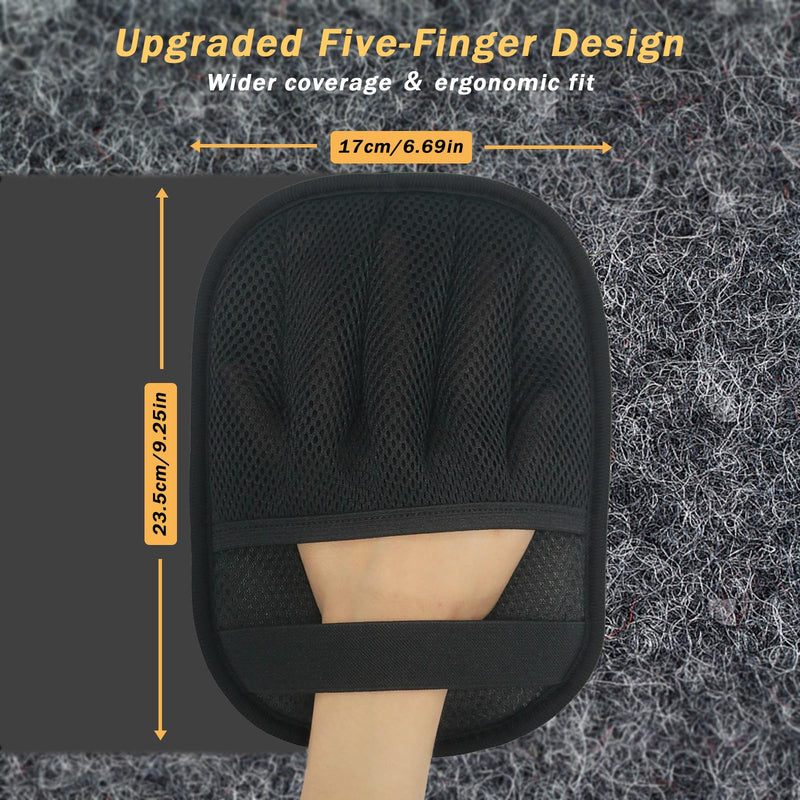 AUBELL Pet Hair Removal Glove for Dogs & Cats,2025 Upgrade Five-Finger Electrostatic Magic Brush,Animal Fur Removal Tool,Reusable Efficient Pet Hair Remover for Couch,Carpet,Clothes（1Pcs,Black） Black - PawsPlanet Australia