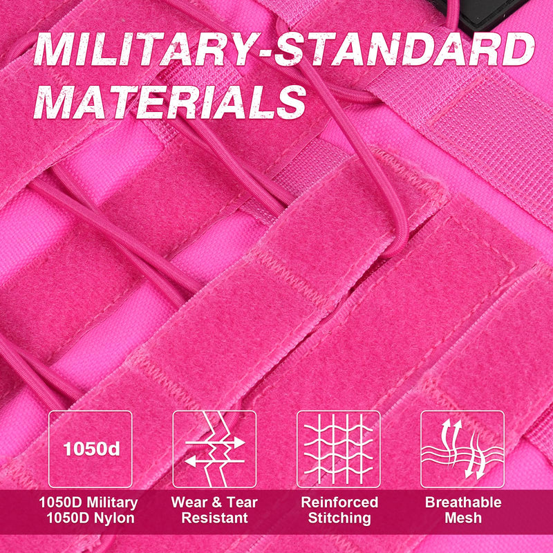 No Pull Tactical Dog Harness for Large Dogs, Escape Proof Molle Dog Vest Harness and Leash Set, Adjustable Military Service Dog Harness with Handle for Medium Large Dogs (Pink, M) Pink - PawsPlanet Australia