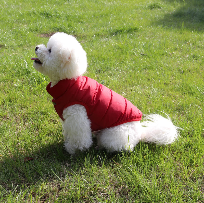 JoyDaog 2 Layers Fleece Lined Warm Dog Jacket for Puppy Winter Cold Weather,Soft Windproof Small Dog Coat,Red S Small (Pack of 1) Red