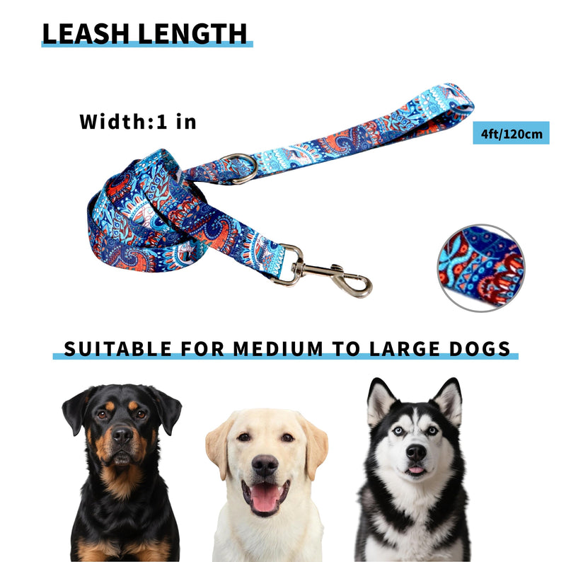 Heavy Duty Dog Leash, 1 Inch Width, Nylon Training Leash, Multiple Lengths 1.5-5 FT, for Small Medium Large Dogs Dark Blue 5FT (60inches) - PawsPlanet Australia