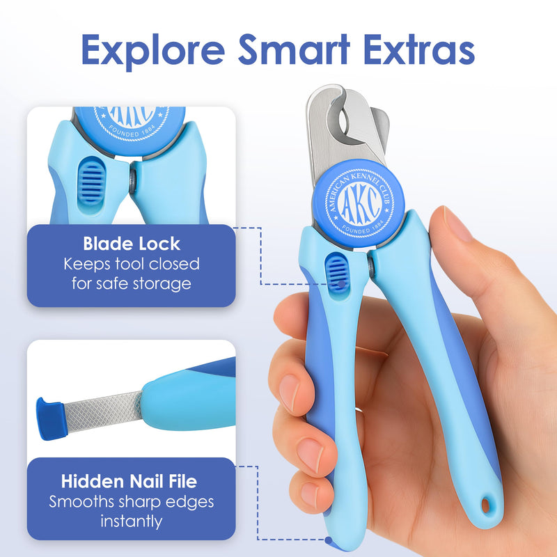 AKC - Dog & Cat Nail Clippers & Filer | Professional Pet Grooming Tool with Stainless Steel Blades | Safety Guard & Easy Grip Handle | Durable & Anti-Slip | Safe for Small, Medium & Large Pets Nail Clipper - PawsPlanet Australia