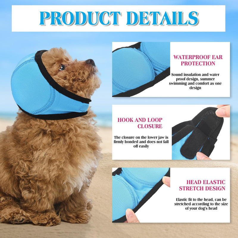 3 Pcs 3 Size Dog Ear Cover Swimming Waterproof Head Wrap for Bath and Grooming, Adjustable Dog Ear Protector, Calming Hood for Thunder, Fireworks, Anxiety