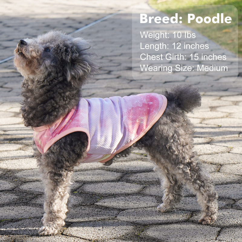 cyeollo 2pack Dog Cooling Shirt, Breathable Sleeveless Summer Clothes for Dogs, Intant Cool T Shirts for Small Dogs, Pink M M-Chest 16"