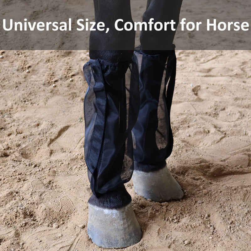 Horse Leggings Fine Mesh Horse Fly Boots Breathable Horse Boots Leg Wraps (Set of 4) Universal Size Provide Protection for Your Horse Against Horsefly Black - PawsPlanet Australia