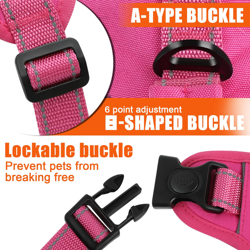Escape Proof Dog Harness for Large Medium Sized Dogs Six Point Adjustable, Service Dog Vest Harness and Leash Set, No Pull Dogs Harnesses with Handle, XL Dog Harnesses for Walking(Pink, XL) X-Large Pink - PawsPlanet Australia