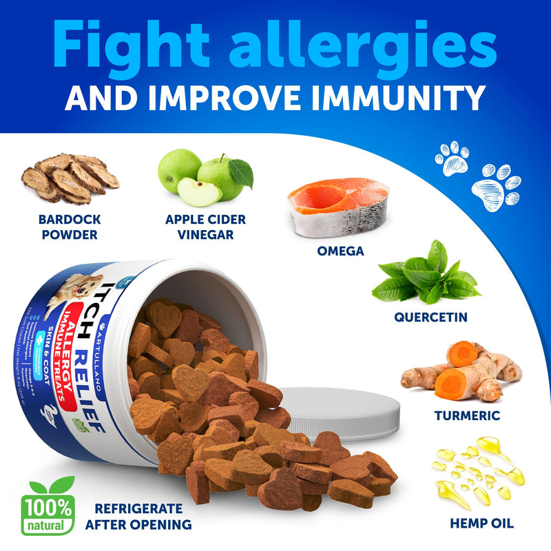 Dog Allergy Relief Chews - Itch Relief for Dogs - Fish Oil - Omega 3 - Itchy Skin Relief - Seasonal Allergies - Anti Itch Support & Hot Spots - Immune Health Supplement for Dogs 120 Treats