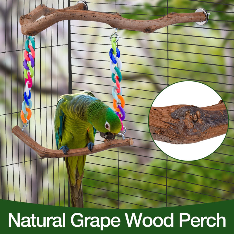 Bird Swing Toys, Standing Bird Perch with Natural Grape Wood, U Shape Hangable Birdcage Accessories, Birds Chewing Toy for Budgerigars, Parakeets, Cockatiels, Conures, Lovebirds, Finches (1Pack) 1Pack - PawsPlanet Australia