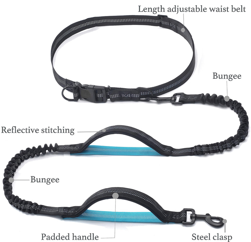 iYoShop Retractable Hands Free Dog Leash - Dual Handle Bungee Waist Leash for Small, Medium and Large Dogs (Small, 8-25 lbs, Black) - PawsPlanet Australia