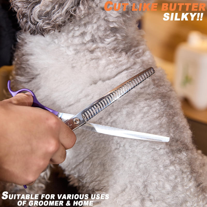 High-end Professional Dog Grooming Curved Thinning Scissors Teeth Blending Shears Pet Texturizing Thinner Blender Shears 7.5 Inch Extremely Very Sharp Made Of Stainless Steel Alloy For Dog Cat Groomer 7.5inch Curved Thinning Shears - PawsPlanet Australia