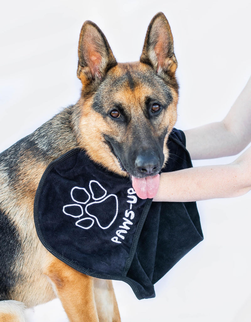 XL Paw Cleaning Towel for Dogs removes mud Dirt Grass Sand allergens Machine Washable Microfiber Also Great for a Quick Dry Puppy Bath Towel with Two Hand Pockets. 34” X 10” XL (black) Black - PawsPlanet Australia