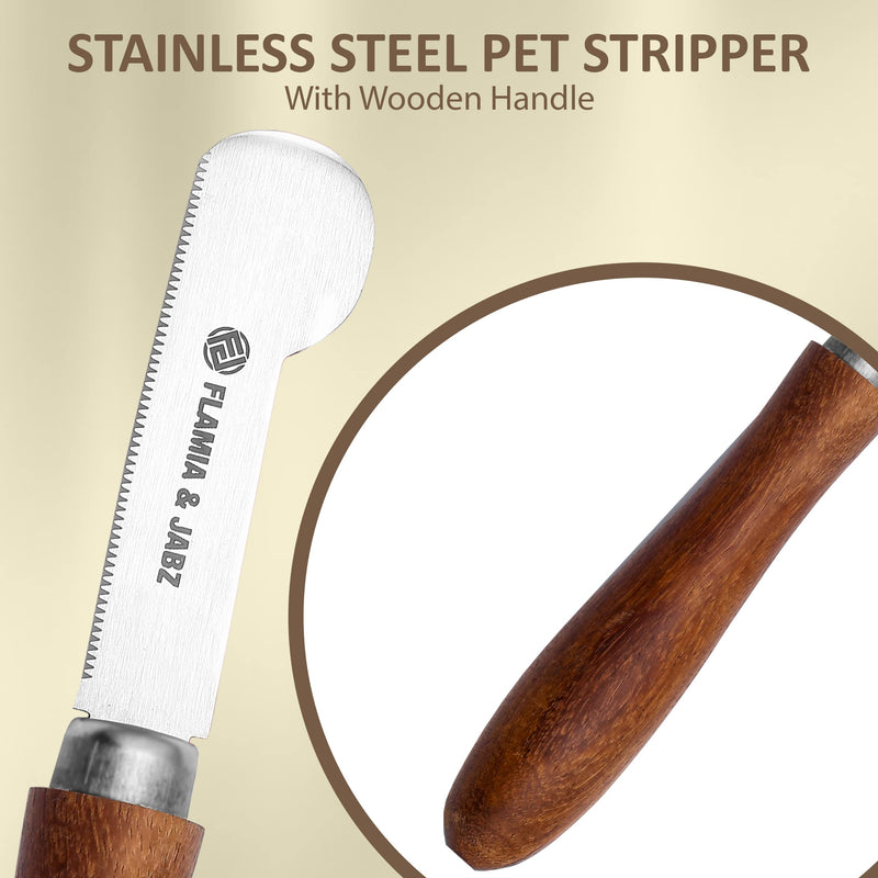 Professional Stripping Knife for Dogs & Pets, Round Wooden Handle Grip with Stainless Steel Blade (Extra-fine, Right handed) - PawsPlanet Australia