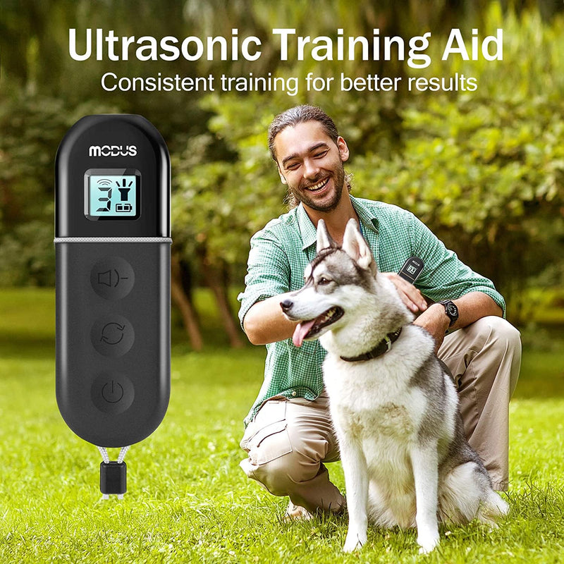 MODUS Ultrasonic Dog Barking Control Device,3 in 1 Sonic Bark Deterrent with LED Light Dog Training Tool&Behavior Aids, Rechargeable Anti Barking Device, Barking Silencer for Dogs(Indoor & Outdoor) Black - PawsPlanet Australia