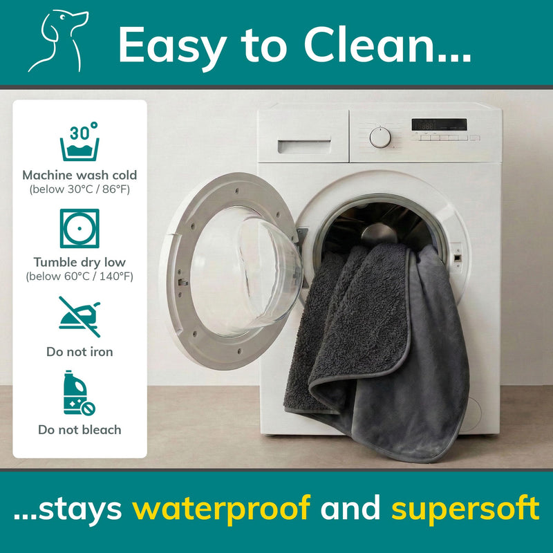 Waterproof Dog Blanket Washable – Dog Waterproof Blanket for Couch, Reversible Sherpa & Microfiber, Thick 460 GSM Dog Blanket Waterproof, 40x47 Dark Gray Flannel/Gray Sherpa Large (40" x 47") - PawsPlanet Australia