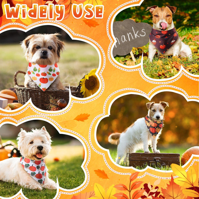 Sanwuta 120 Pcs Fall Bandanas for Dogs Thanksgiving Day Triangle Dog Bandana Autumn Washable Pet Scarves Adjustable Bibs for Small and Medium Pets, 30 Styles - PawsPlanet Australia