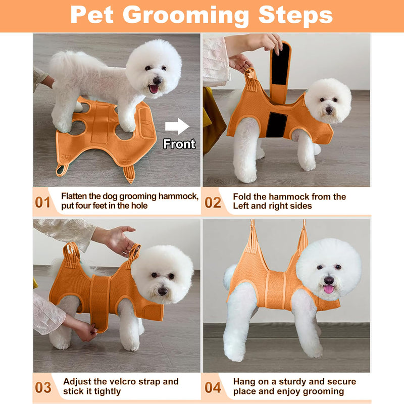Dog Grooming Hammock for Small Dogs Cat with Pet Nail Clipper Trimmer Set,Pet Grooming Sling with Strong Waist Belt for Extra Security S（ Legs Spacing：11"*3.9" (15 LB Max)） Black - PawsPlanet Australia
