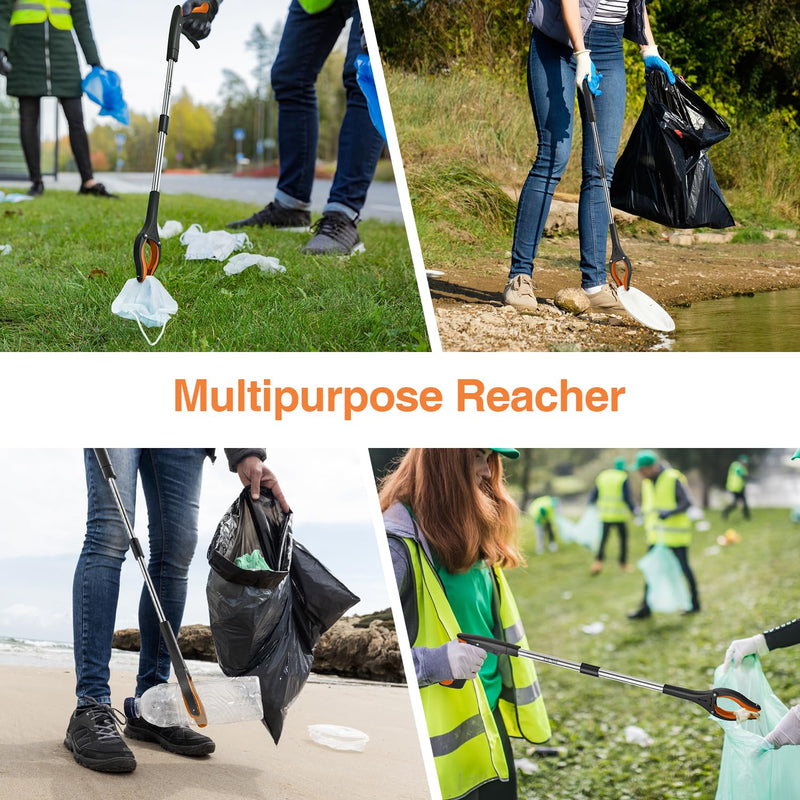 2-Pack Extra Long Grabber Reacher, 32" Foldable Trash Picker Grabber with Strong Magnetic Tip, 90° Rotating Head Trash Gripper, Trash Claw Grabber Tool,Hand Grabber for Reaching Orange - PawsPlanet Australia