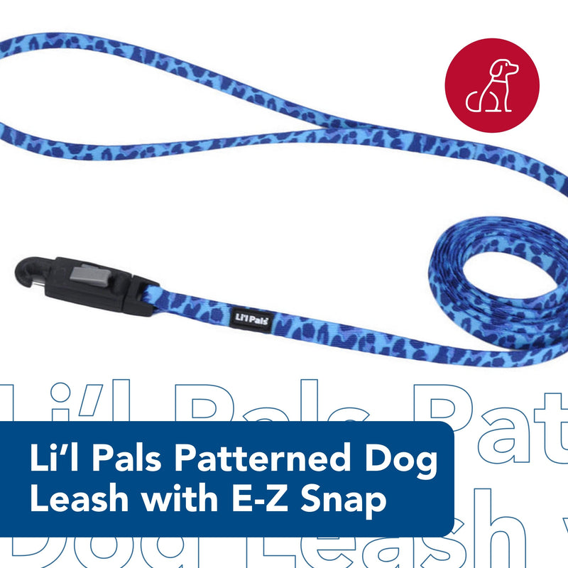 Coastal - Li’l Pals Patterned Dog Leash with E-Z Snap - Snap onto Dog Collars and Harnesses - Light Blue Paw - 3/8” x 6’ 3/8" x 06' (Pack of 1) - PawsPlanet Australia