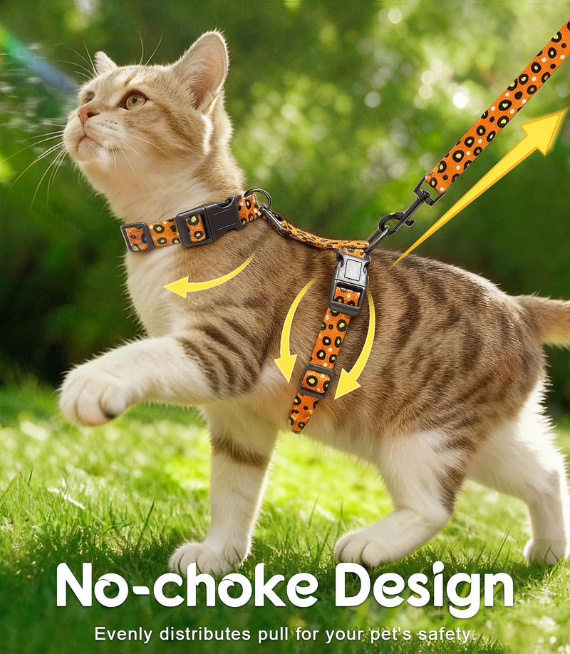 Halypet 2-Pack Cat Harness and Leash Set, Escape Proof 3-in-1 Adjustable Harness for Cats, Soft Lightweight, Easy On & Control for Walking, Travel & Outdoor Use, Small (Navy & Orange) Navy & Orange Small(4-10lb)