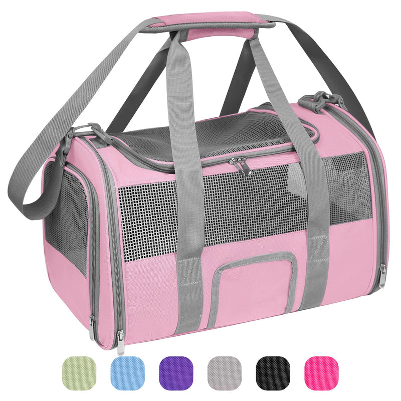 Soft - Sided Pet Carrier for Cats and Small Dogs, Airline - Approved, Pink Travel Tote with Mesh Windows, Foldable Bowl, Shoulder Strap, Oeko - TEX Certified