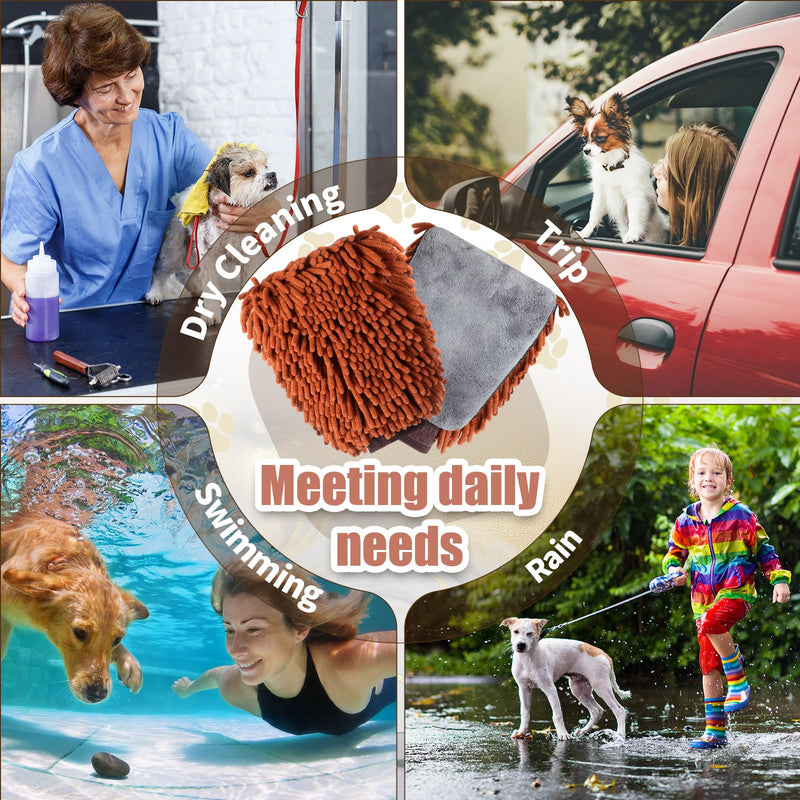 1 Pair Dog Cleaning Gloves for Drying Dogs Chenille Microfiber Pet Hair Washing Gloves Paw Cleaning Mitt Dog Bath Supplies for Dogs Cats Rabbits and Horses Suitable for Long/Short/Poodle Fur - PawsPlanet Australia