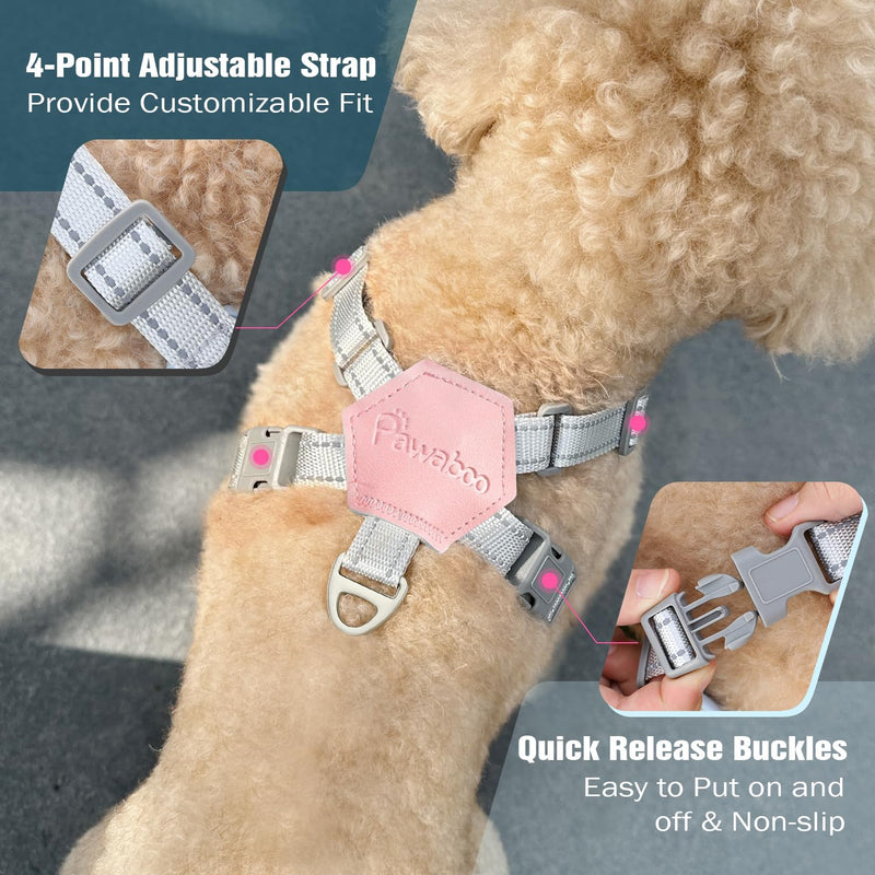 Pawaboo Small Dog Harness and Leash Set, Puppy Harness X-Frame No Pull No Choke, Dog Vest Harness Adjustable for Small Medium Sized Dogs,Soft Breathable Pet Harness for Walking Outing, M, Pink Daisy M(Neck 15.7-18.9" Chest 14.2-23.6") - PawsPlanet Australia
