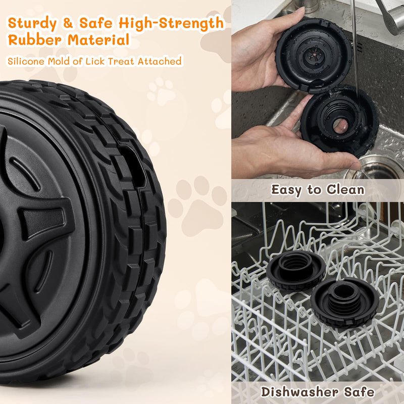 3-in-1 Dog Treat Toy for Aggressive Chewer, Natural Rubber Dog Enrichment Toy, Chew Toy, Bully Stick Holder, Lick Toy with Silicone Mold Black-Red - PawsPlanet Australia