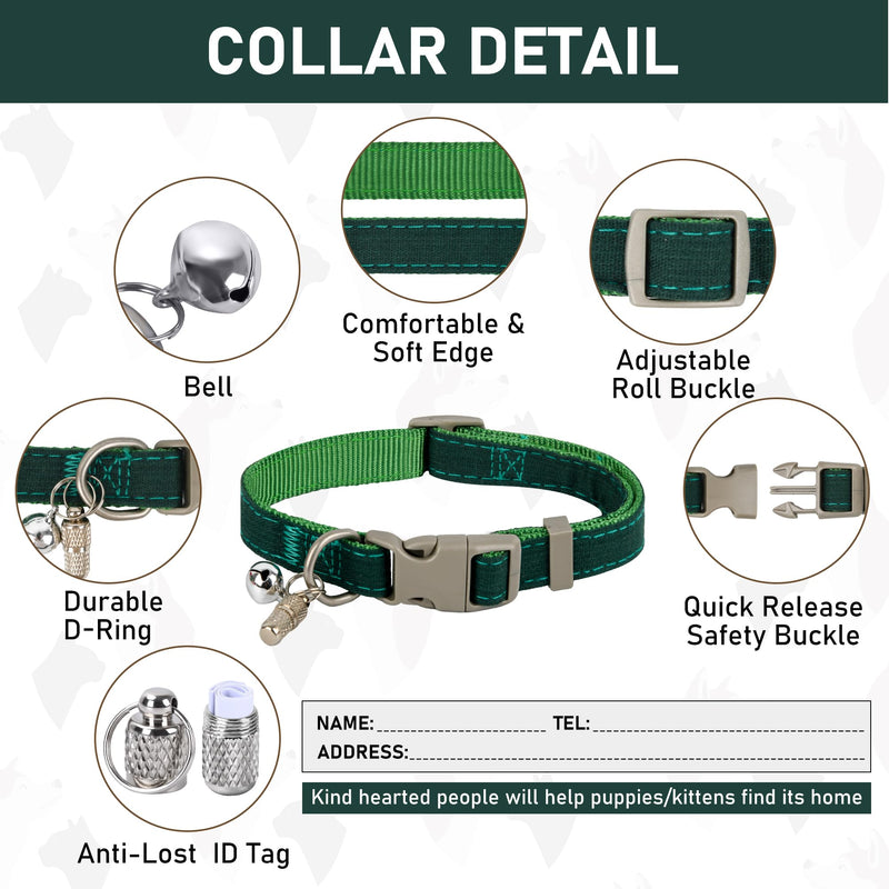 GAMUDA Small Pet Harness Collar and Leash Set, Step in No Chock No Pull Linen Fabric Soft Mesh Dog Vest Harnesses Reflective for Dogs Puppy Cats Kitten Rabbit (Green, S) Green - PawsPlanet Australia