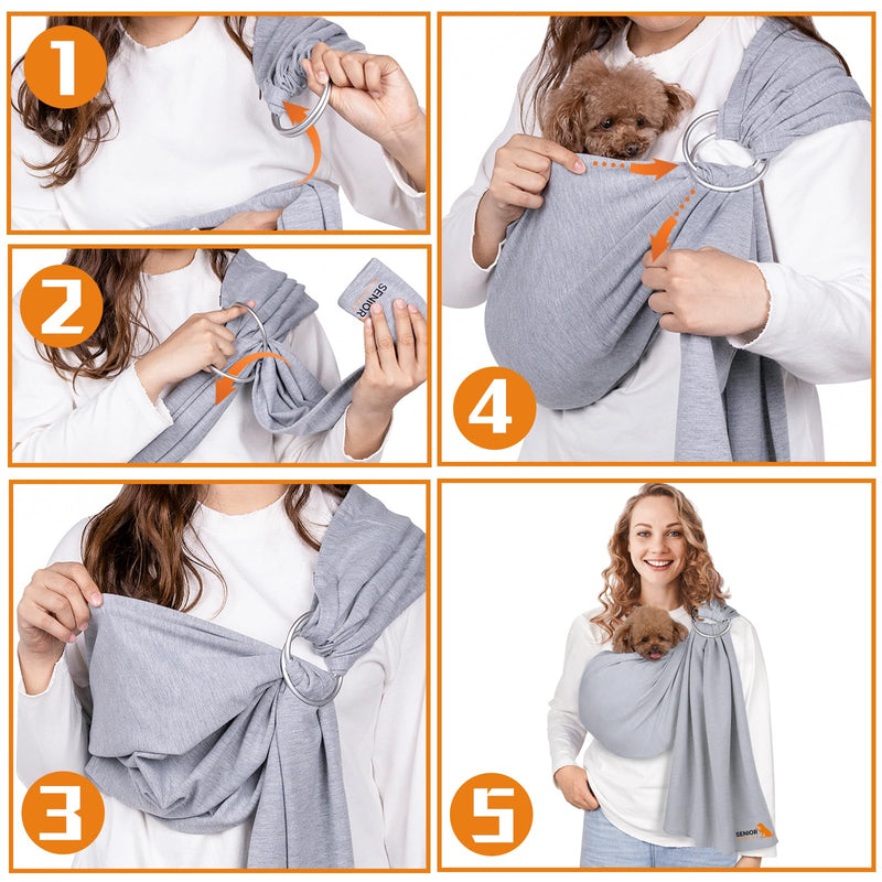 Dog Sling Carrier for Small Dogs,Carrying Wrap Anti-Anxiety Cat Sling,Adjustable Pet Sling(Light Gray) light gray - PawsPlanet Australia
