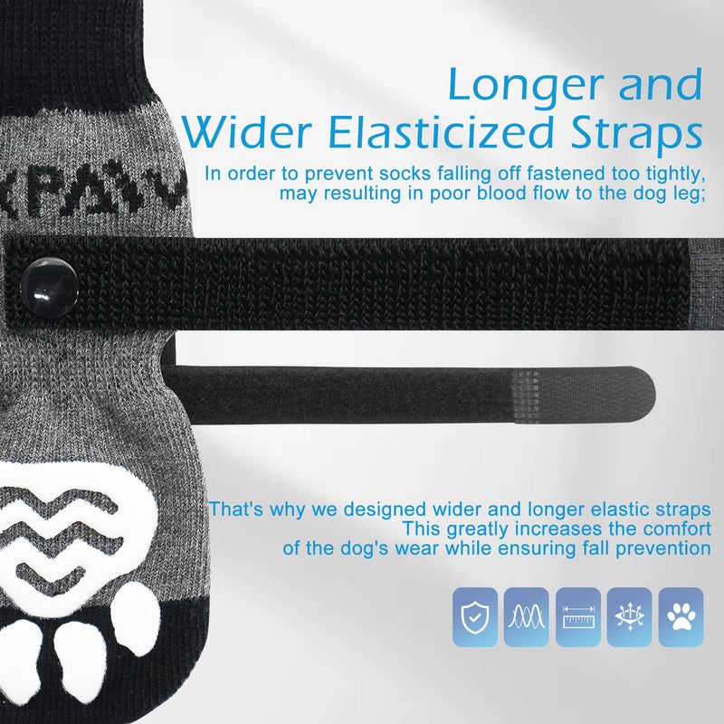 EXPAWLORER 6PCS Anti-Slip Dog Socks to Prevent Licking Paws,Dog Shoes for Hot Pavement,Best Paw Protector Traction Control on Hardwood Floor,Dog Booties for Puppy Small Medium Large Senior Dogs Small (6 Count) Black Grey - PawsPlanet Australia