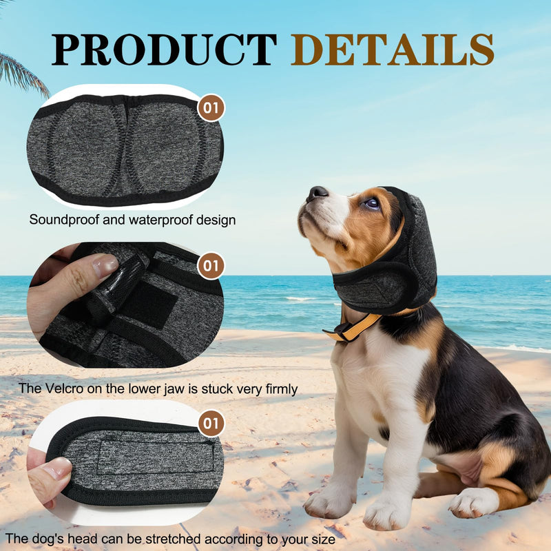 Dog Ear Covers for Bath, Swimming, Grooming & Noise Protection, Adjustable Water Resistant Dog Shower Cap Ear Wrap with Comfortable Breathable Fabric,M (Gray, S) Gray