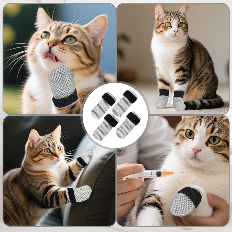Cat Booties Anti Scratch Mittens,4 PCS cat Claw Covers,Mesh Breathable Cat Shoes,Adjustable Cats Anti Scratch Gloves,Suitable for Cats When Bathing and Nail Trimming S - PawsPlanet Australia