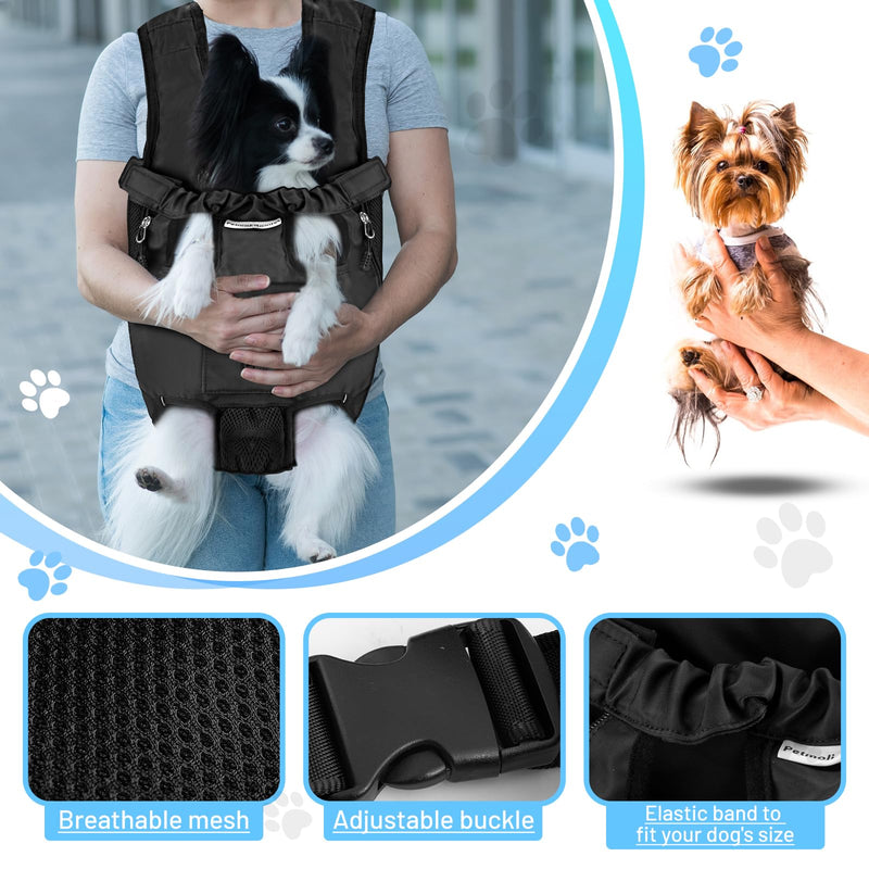 Petmolico Pet Dog Carrier Backpack, Adjustable Dog Legs-Out Front Backpack, Hands-Free Cat Pup Front Carrier Travel Bag, Easy-fit for Traveling Hiking for Small Medium Dogs, XL, Black - PawsPlanet Australia