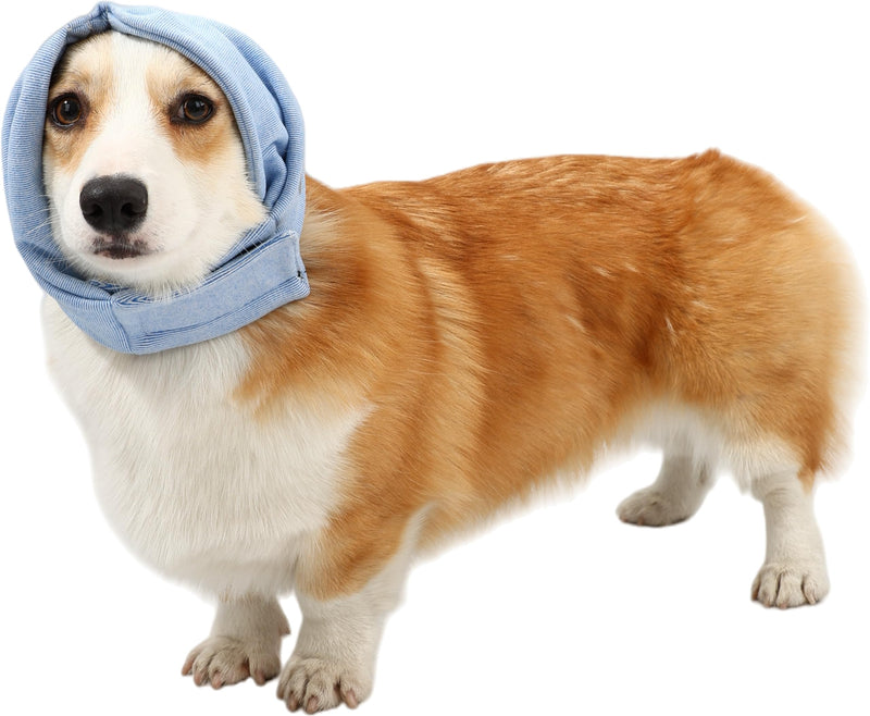 Dog Calming Hoodie Head Ear Warp Relief Noise Protection Small Blue