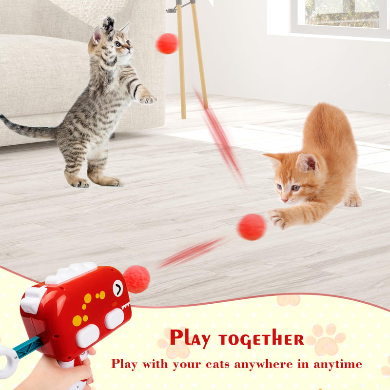 Cat Toys Interactive for Indoor Cats Kitty Toys Cat Toys for Indoor Cats Cat Ball Toy Pom Pom Balls Plush Ball Launcher for Cats Puff Balls Cat Enrichment Toys 30 Plus Balls - PawsPlanet Australia