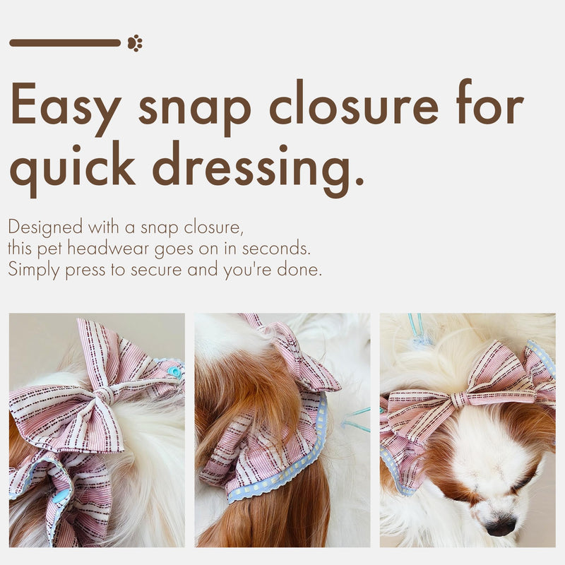 Soft Cotton Dog Headband for Cocker Spaniel, Cavalier, Springer - Adjustable Bow Pet Hair Accessory (Dog Bow Beige) - PawsPlanet Australia