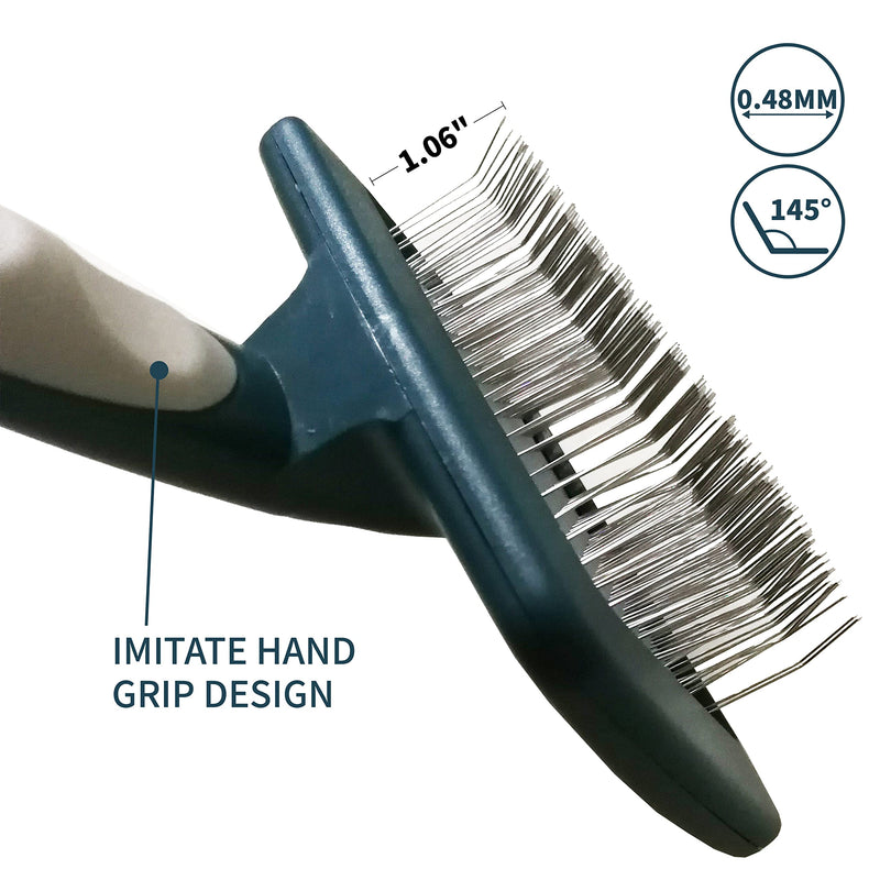 YIRU Goldendoodle & Poodle Grooming Brush, Extra Long Pin Slicker Brush (1.06") for Long & Curly Coats, Post-Walk Mat & Tangle Remover, Cuts Grooming Time in Half