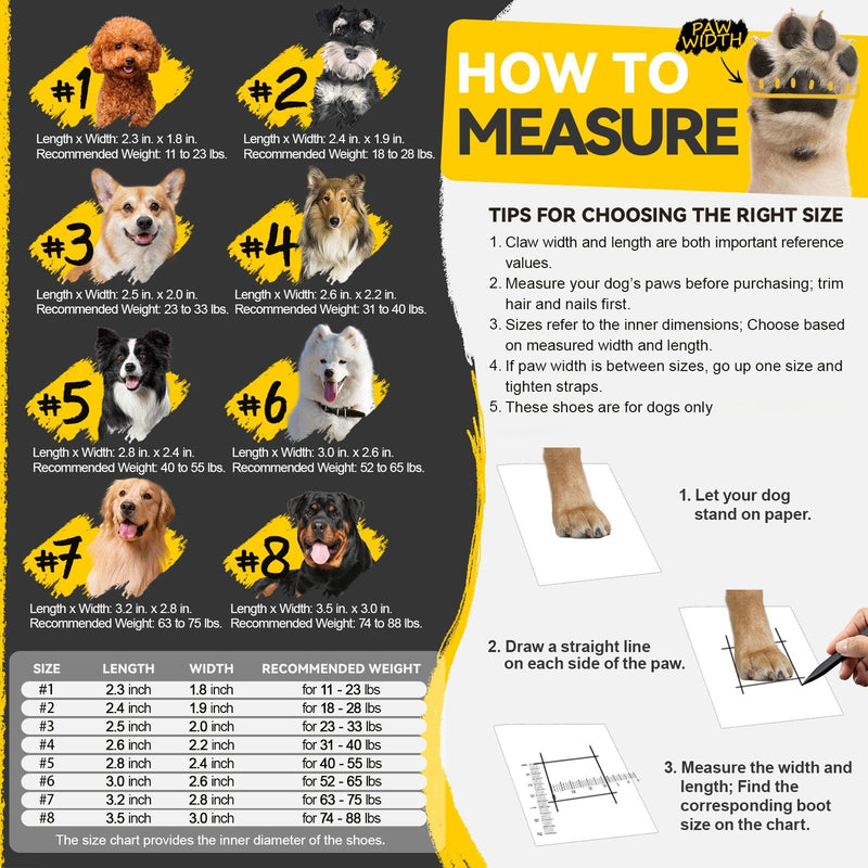 Dog Shoes for Large Small Medium Dogs,Dog Booties for Indoor Hardfloors Anti-Slip,Reflective Strip Waterproof Dog Boots & Paw Protectors for Outdoor Walking Hot Pavement,Winter Snow (Black-4) Black #4: 2.2"x2.6"(W*L) for 31-40lbs - PawsPlanet Australia