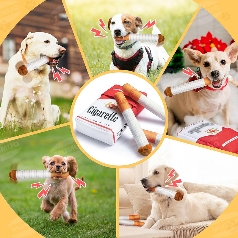 Cigarette Dog Toy Large, Plush Funny Dog Cigarette Toy 3 Packs Giggle Puff Stick Toys with Box, Interactive Squeaky Cigar Puppy Toys for Small to Medium Breed, Funny Puppies Gift Dog Accessories - PawsPlanet Australia
