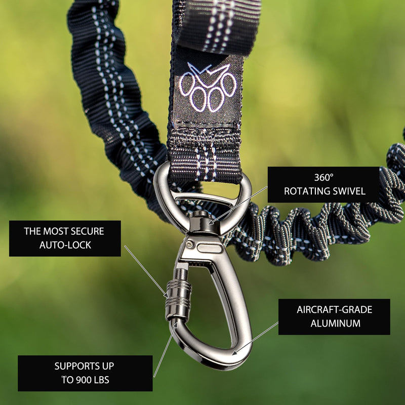 Ultimate Safety Hands-Free Dog Leash – Heavy Duty Secure Hook, Shock-Absorbing Bungee, Waist Belt & Pouch, Dual Handles – Fits All Dog Sizes - PawsPlanet Australia